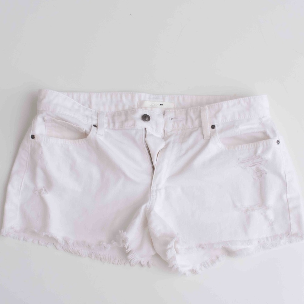 Joe's Jeans White Frayed Hem Denim Shorts